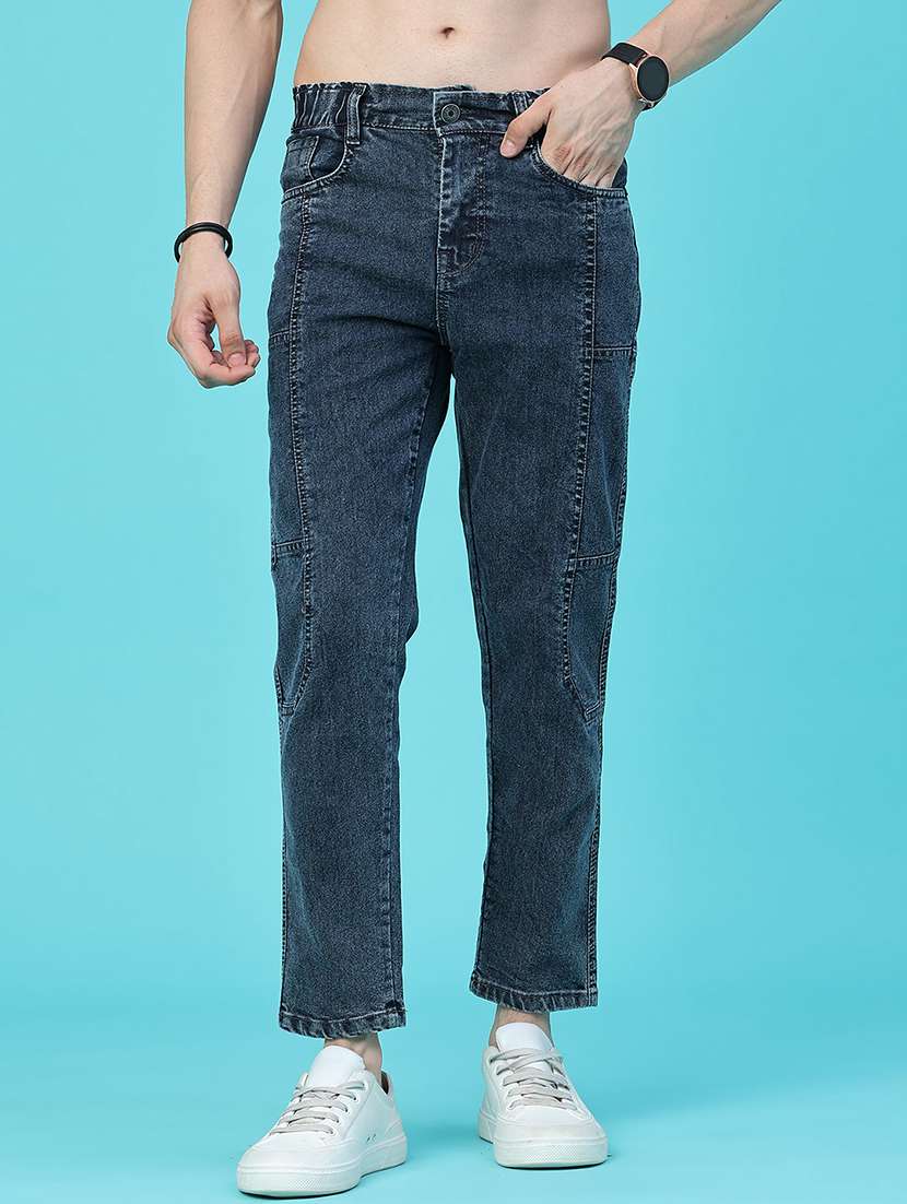 men plain mid rise ankle length slim fit jeans