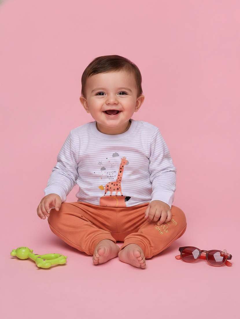 kids printed round neck full length set