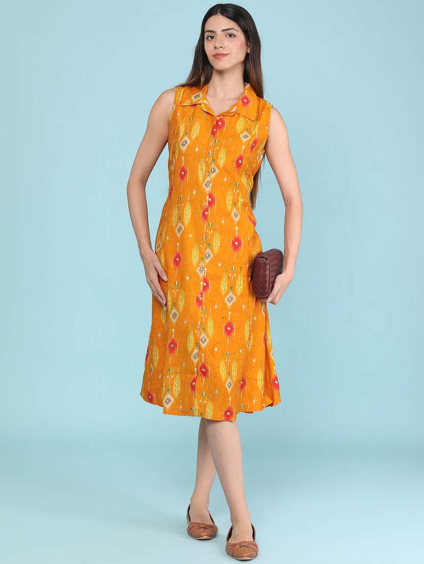 women printed sleeveless a-line dress