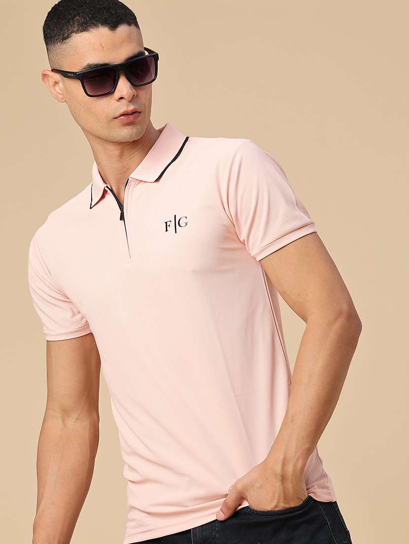 men solid short sleeve slim fit polo t-shirt