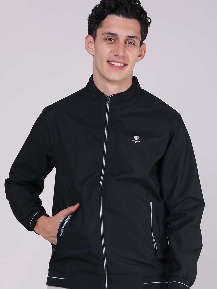 men solid long sleeve lightweight bomber jacket