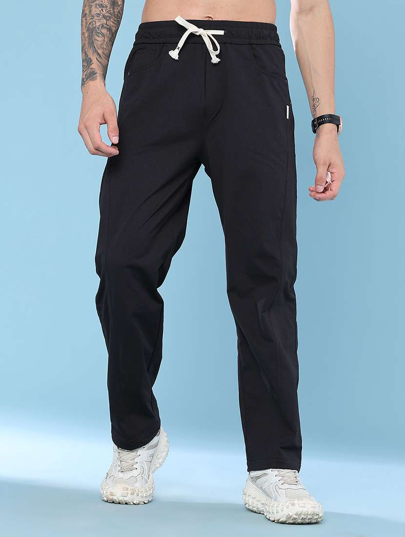 men self design mid rise regular fit track pant