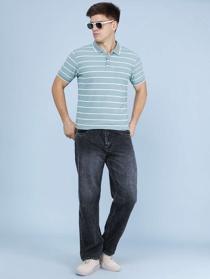Men Striped Short Sleeves Polo T-shirt - 22509532 -  Standard Image - 5