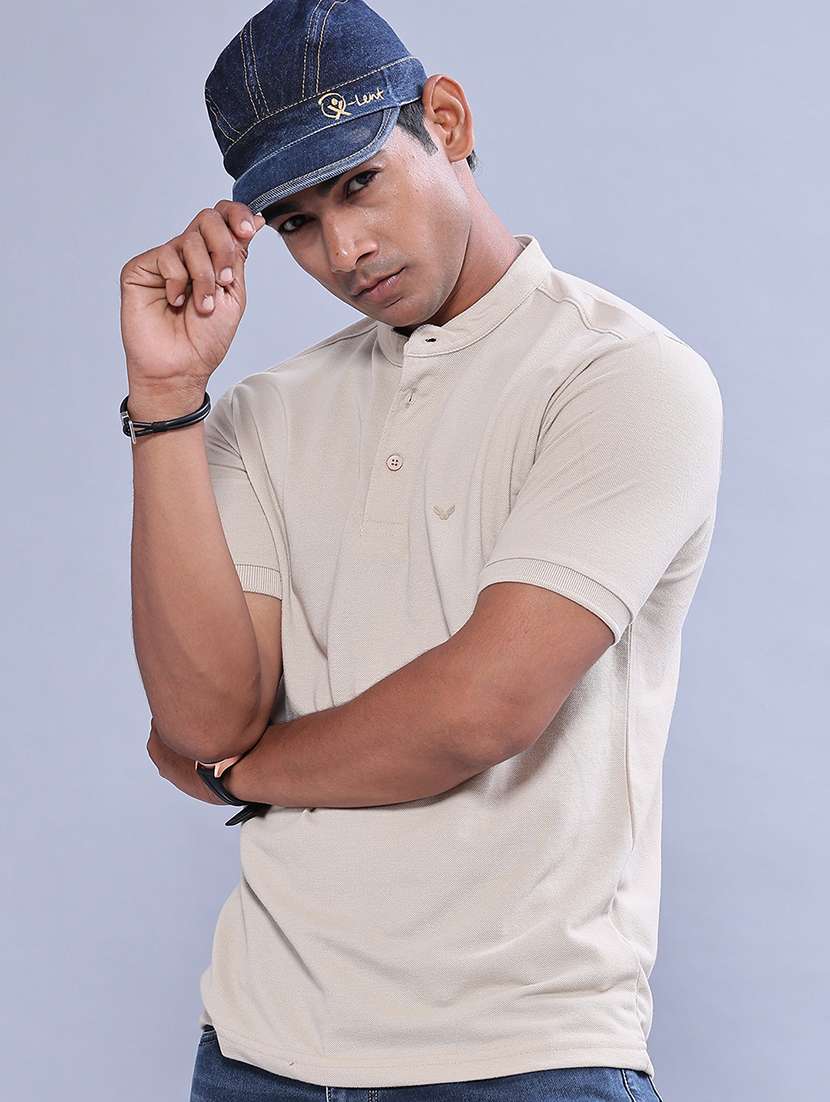 men solid short sleeve regular fit t-shirt