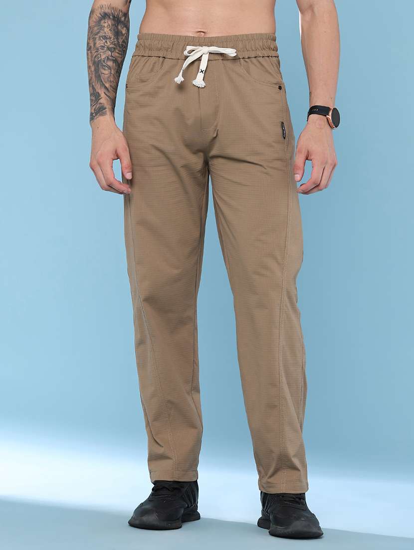 men self design mid rise regular fit track pant