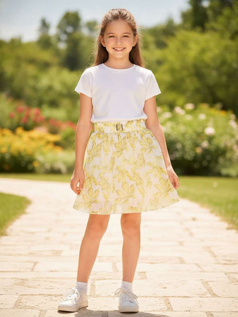 girls printed high rise a-line skirt