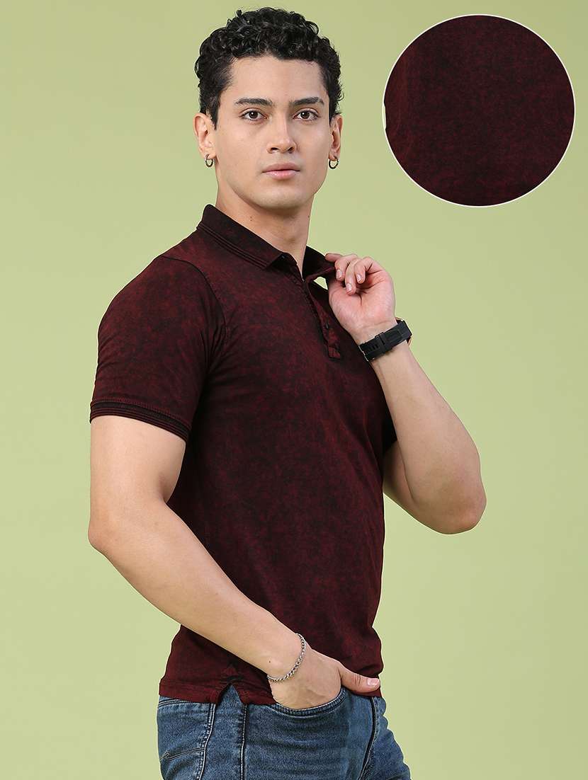 men tie & dye short sleeve slim fit polo t-shirt - 22510276 -  Standard Image - 3