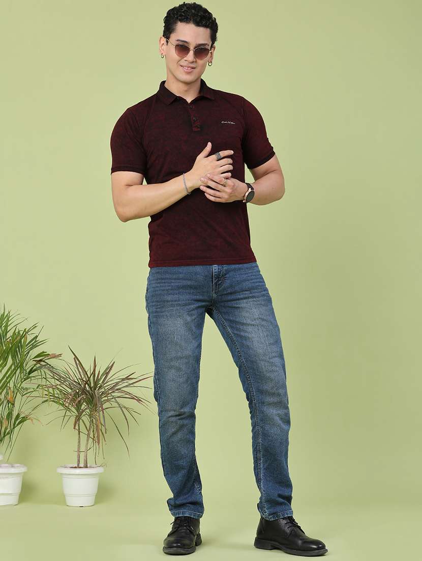 men tie & dye short sleeve slim fit polo t-shirt - 22510276 -  Standard Image - 5