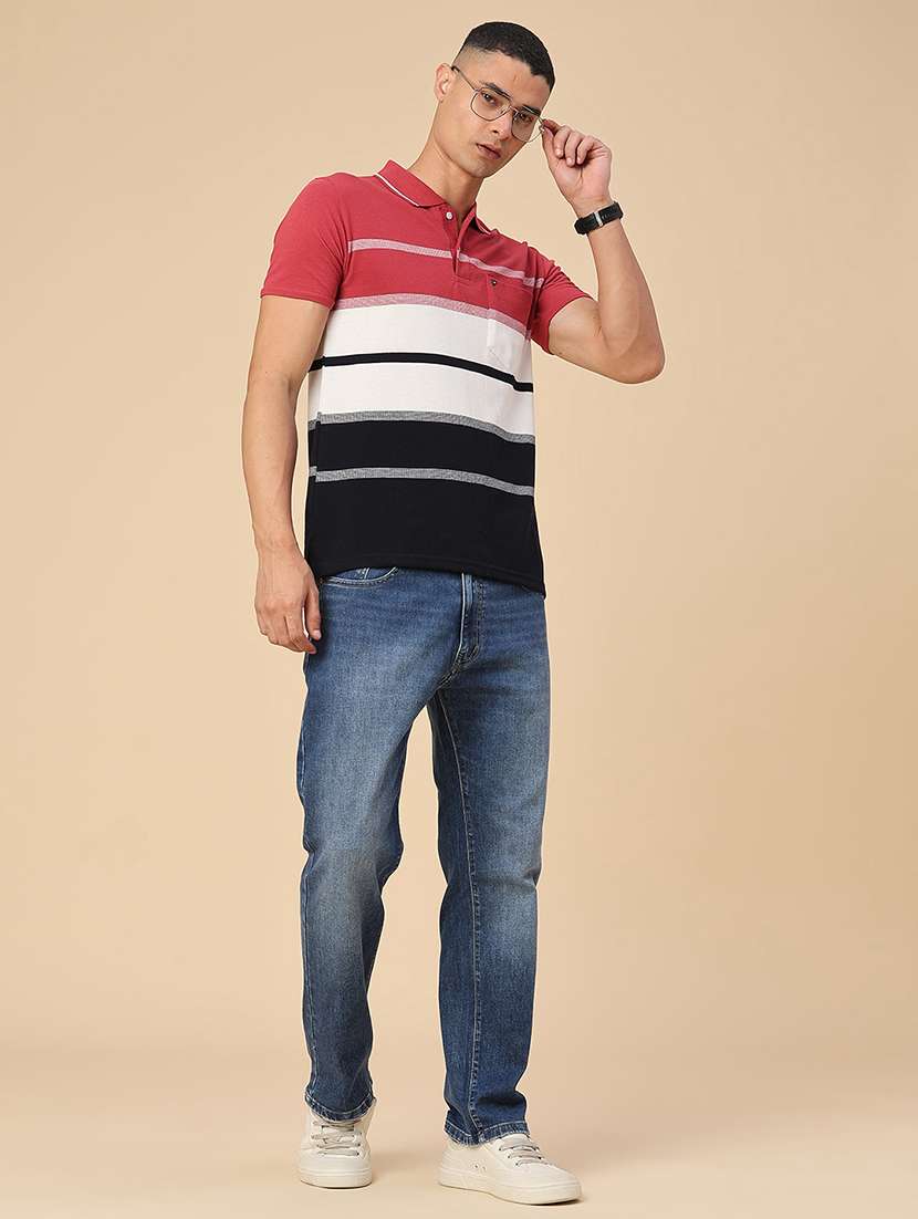 Men Striped Short Sleeve Slim Fit Polo T-shirt - 22510281 -  Standard Image - 5