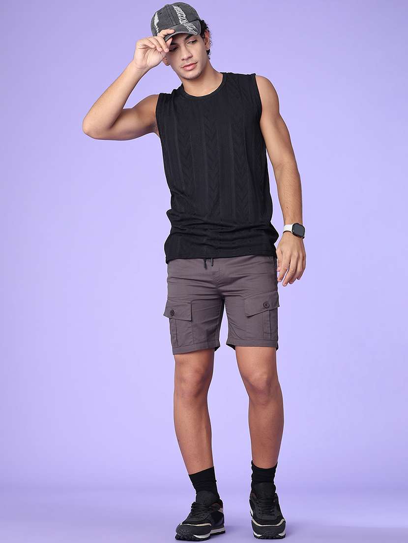 men solid mid rise regular fit cargo shorts - 22510289 -  Standard Image - 5