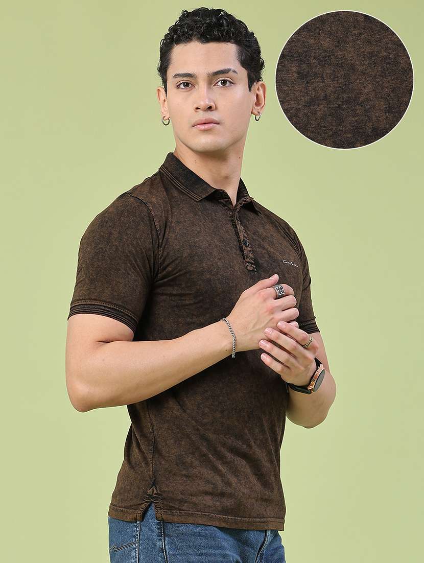 men self design short sleeve slim fit polo t-shirt - 22510390 -  Standard Image - 3