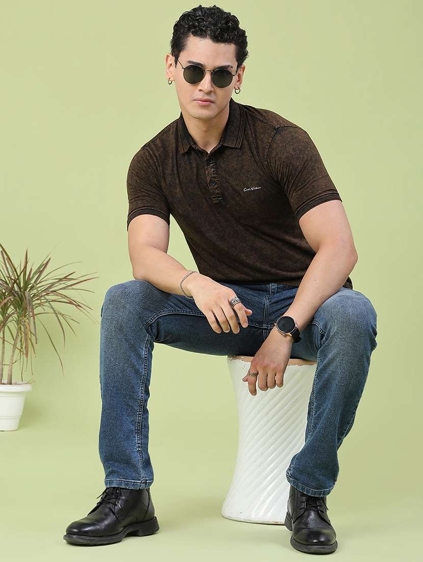 men self design short sleeve slim fit polo t-shirt - 22510390 -  Standard Image - 5