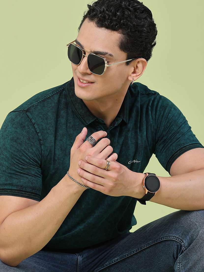 men self design short sleeve slim fit polo t-shirt