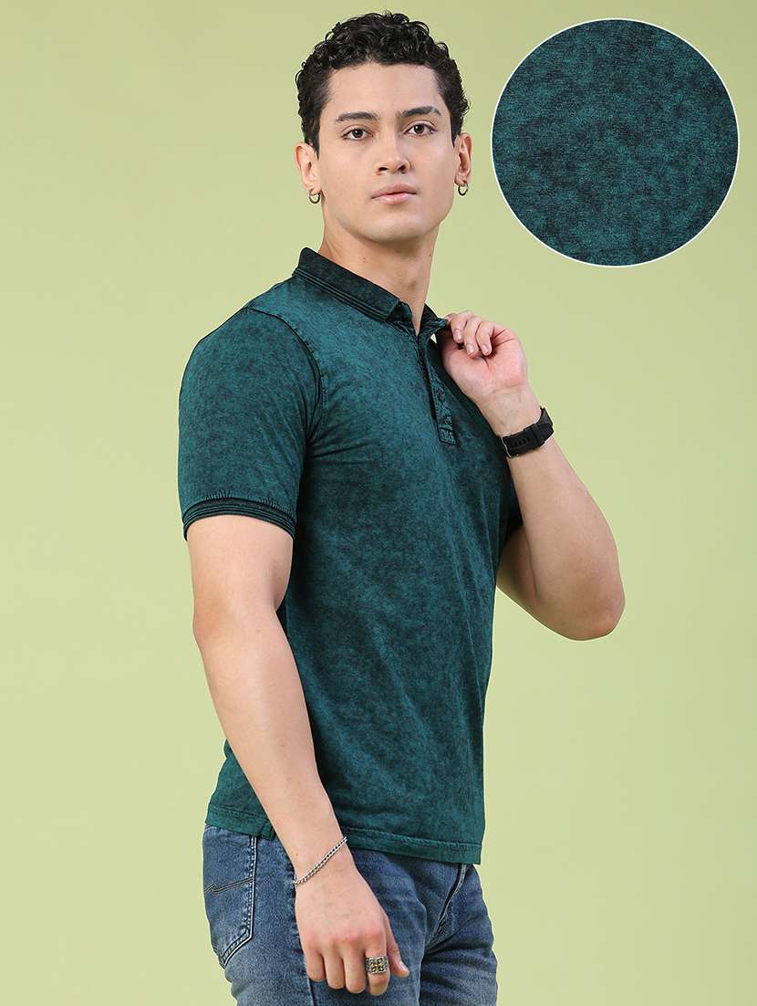men self design short sleeve slim fit polo t-shirt - 22510412 -  Standard Image - 3
