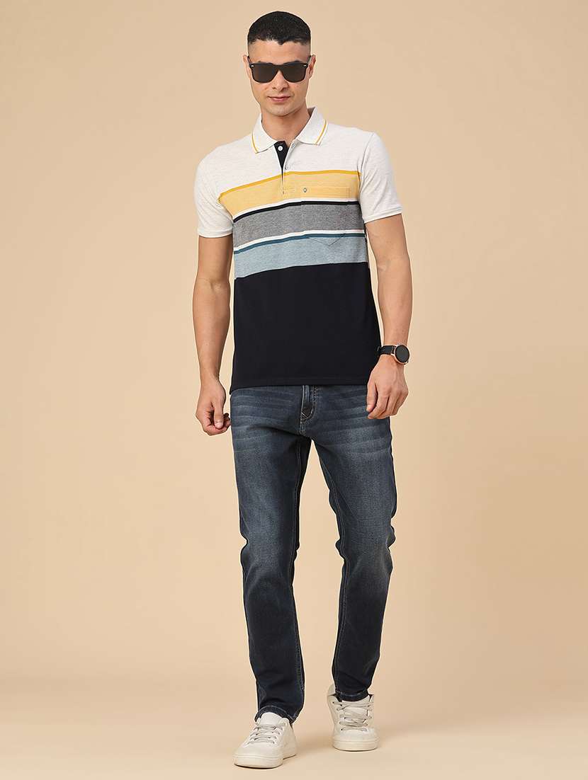 Men Striped Short Sleeve Slim Fit Polo T-shirt - 22510638 -  Standard Image - 5