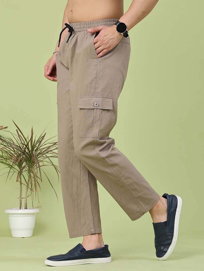 men solid mid rise regular fit cargo  - 22510660 -  Standard Image - 3