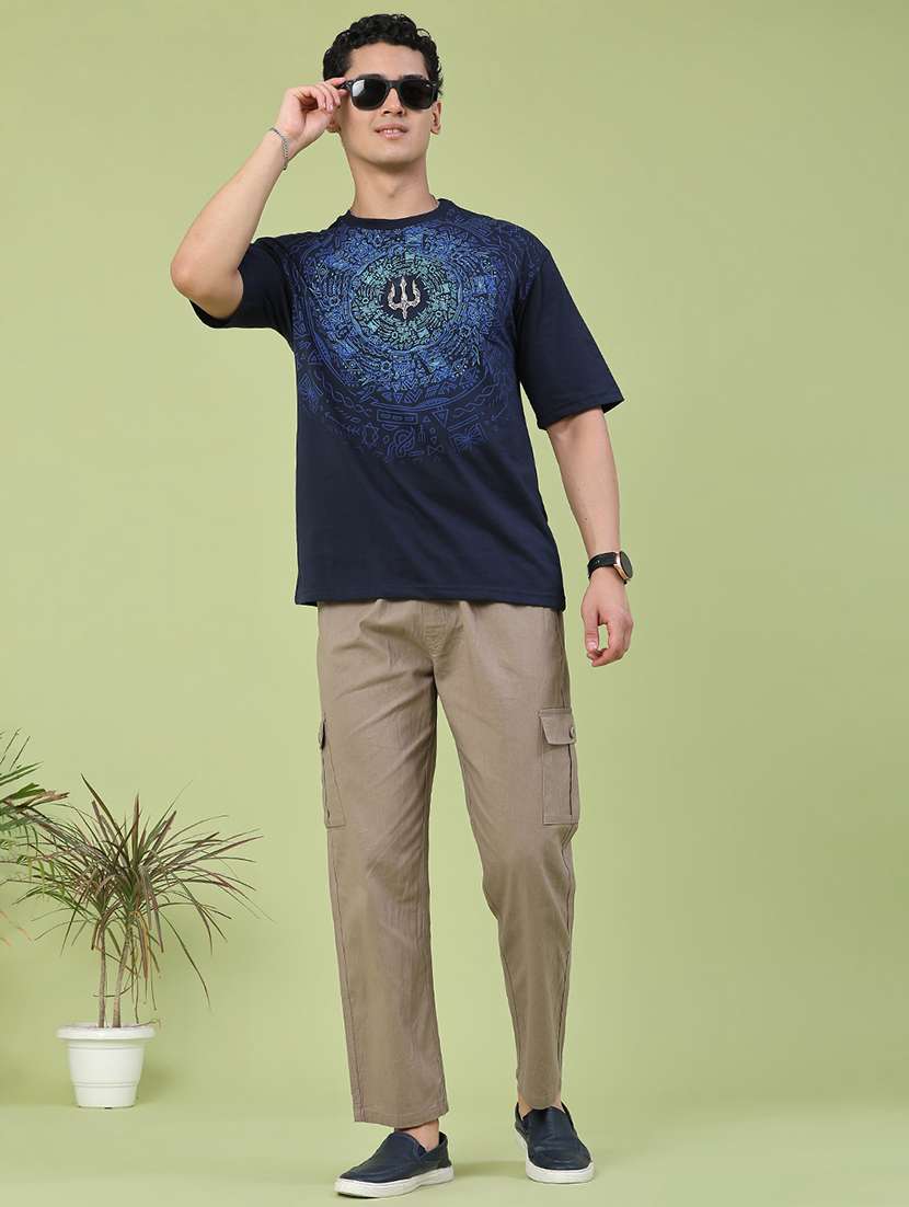 men solid mid rise regular fit cargo  - 22510660 -  Standard Image - 5