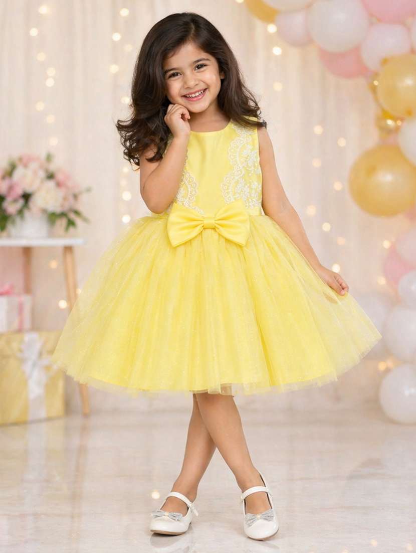 girls solid with work sleeveless frock