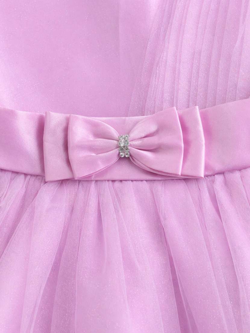 girls solid applique detailed sleeveless frock - 22511135 -  Standard Image - 3