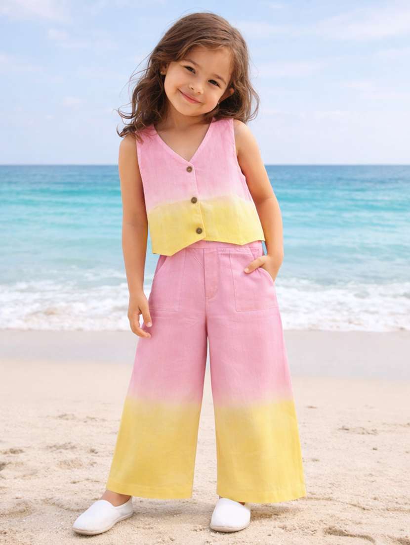 girls ombre sleeveless top and palazzo co-ord set