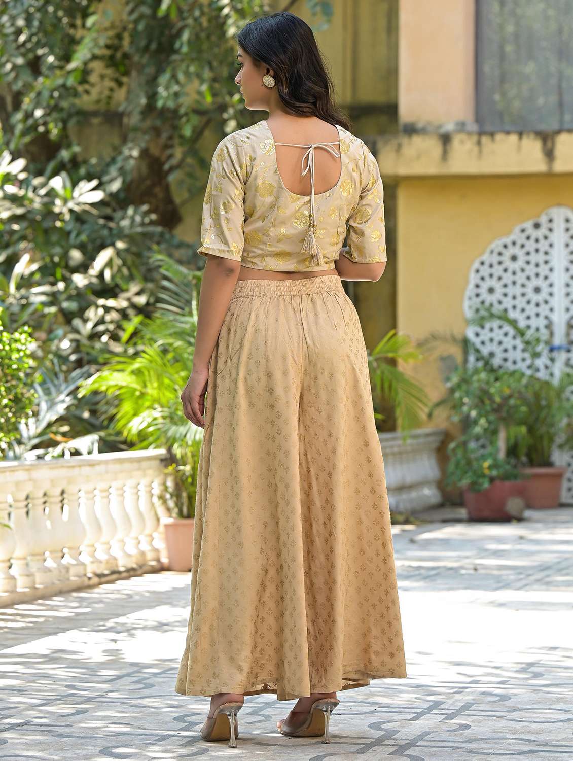 women self design round neck crop ethnic top - 22511186 -  Standard Image - 3