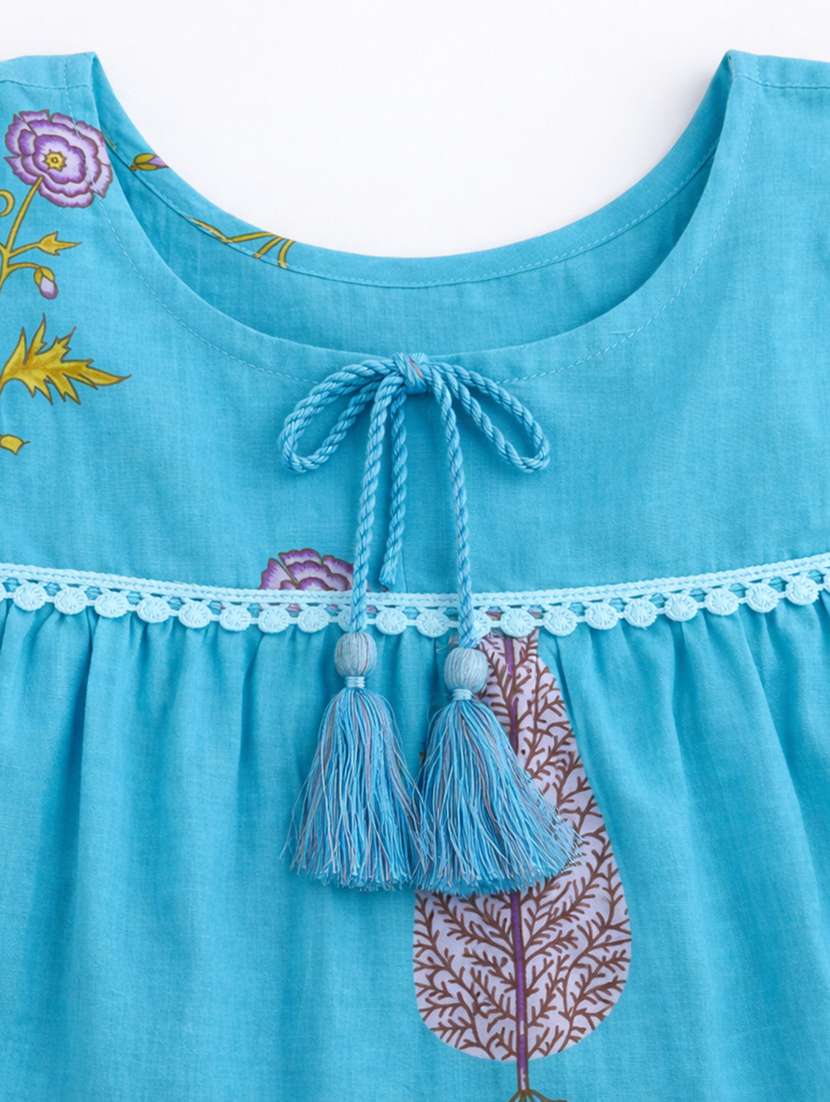 girls printed sleeveless tiered frock - 22511221 -  Standard Image - 3