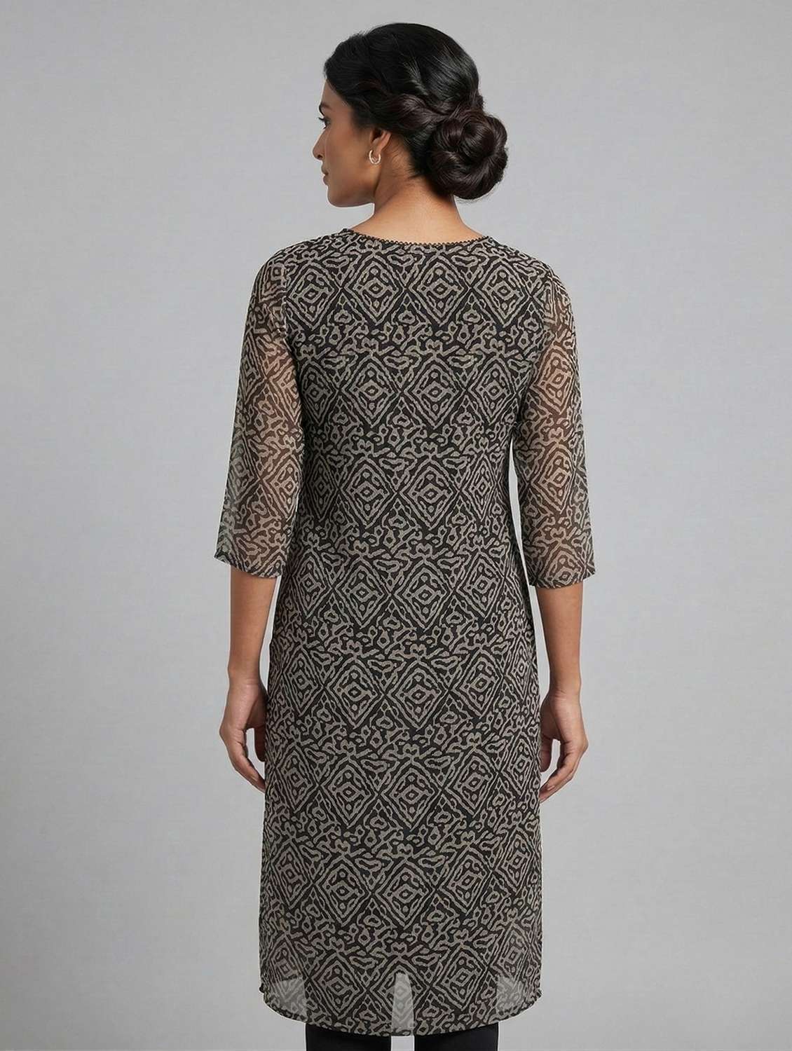 women printed keyhole neck straight kurta - 22511251 -  Standard Image - 3