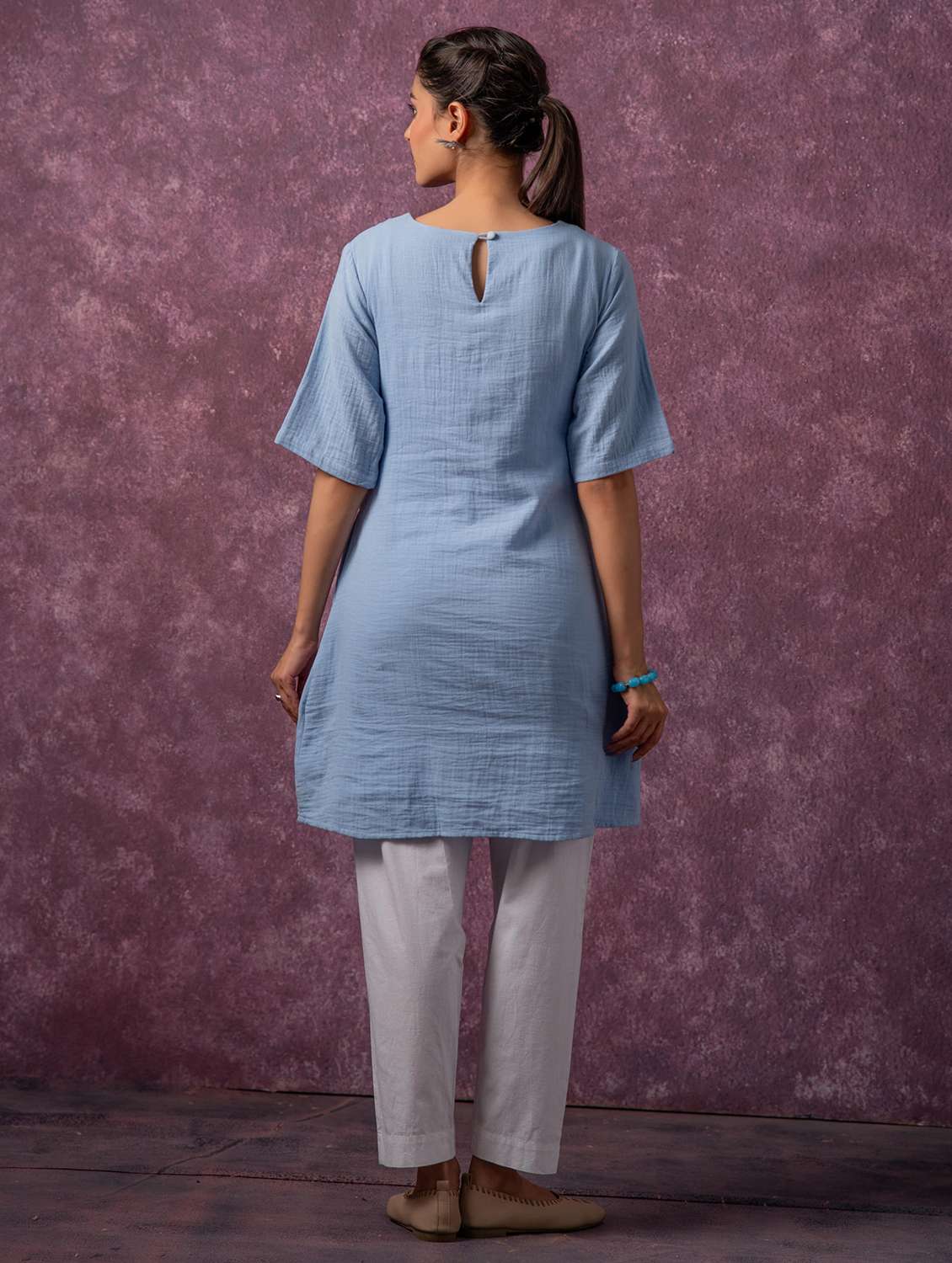 women embroidered round neck a-line kurta - 22511254 -  Standard Image - 3