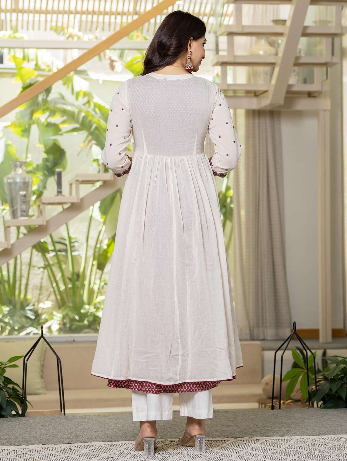 women embroidered round neck flared kurta - 22511255 -  Standard Image - 3