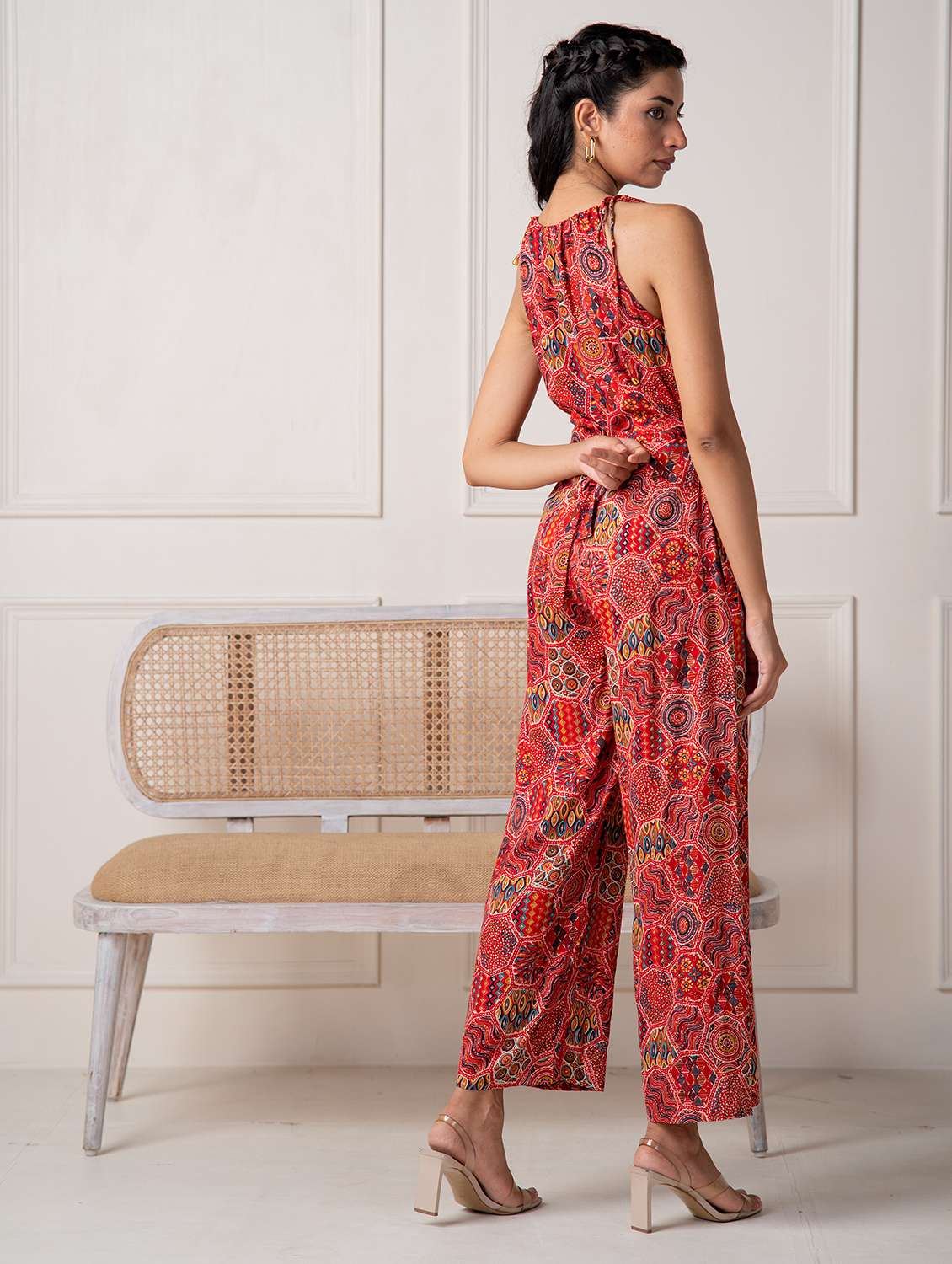 women printed halter neck full leg jumpsuit - 22511295 -  Standard Image - 3