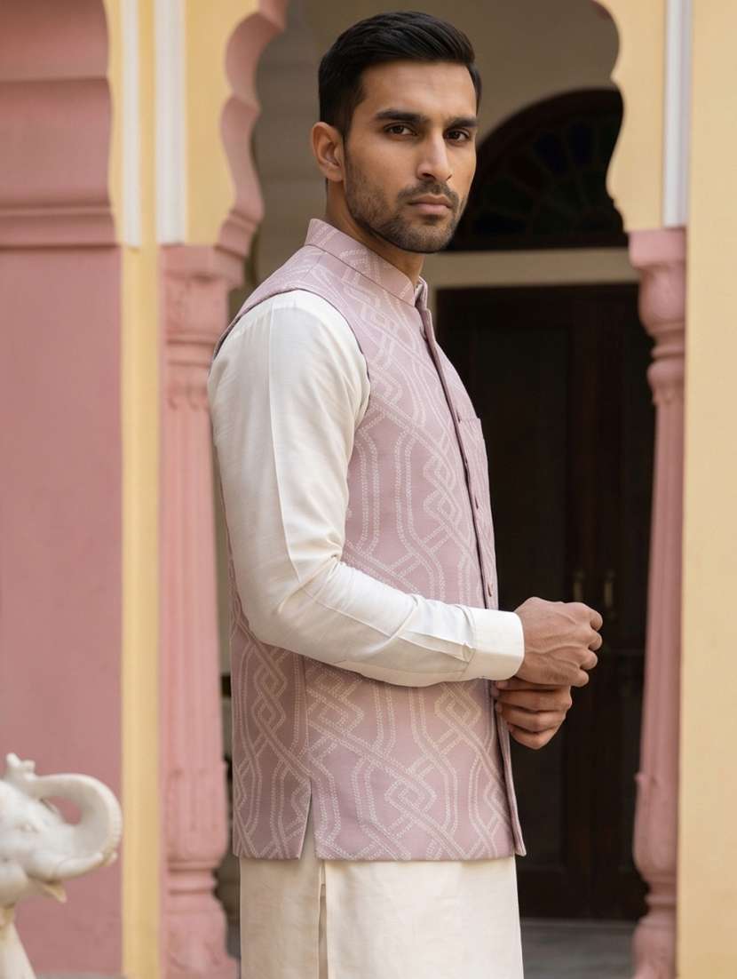 men embroidered mandarin neck nehru jacket - 22511303 -  Standard Image - 3