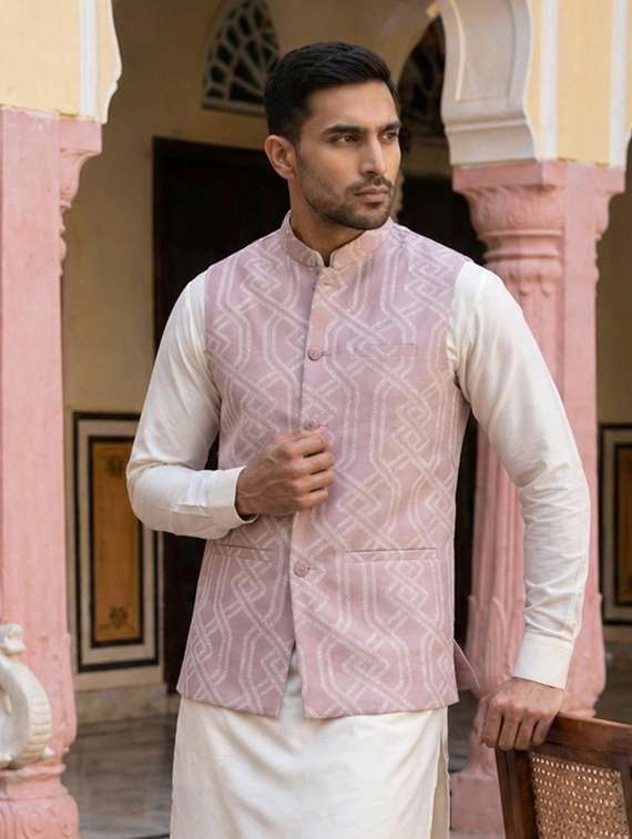 men embroidered mandarin neck nehru jacket - 22511303 -  Standard Image - 5