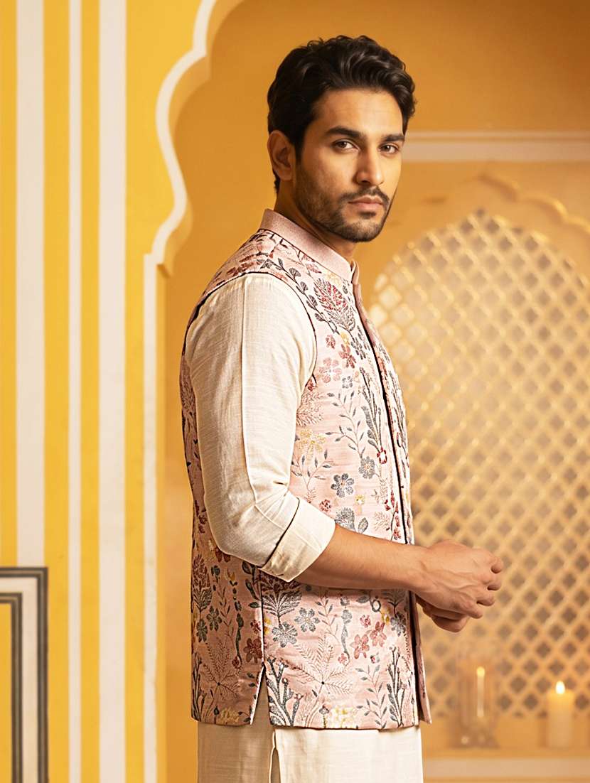 men embroidered mandarin neck nehru jacket - 22511306 -  Standard Image - 3