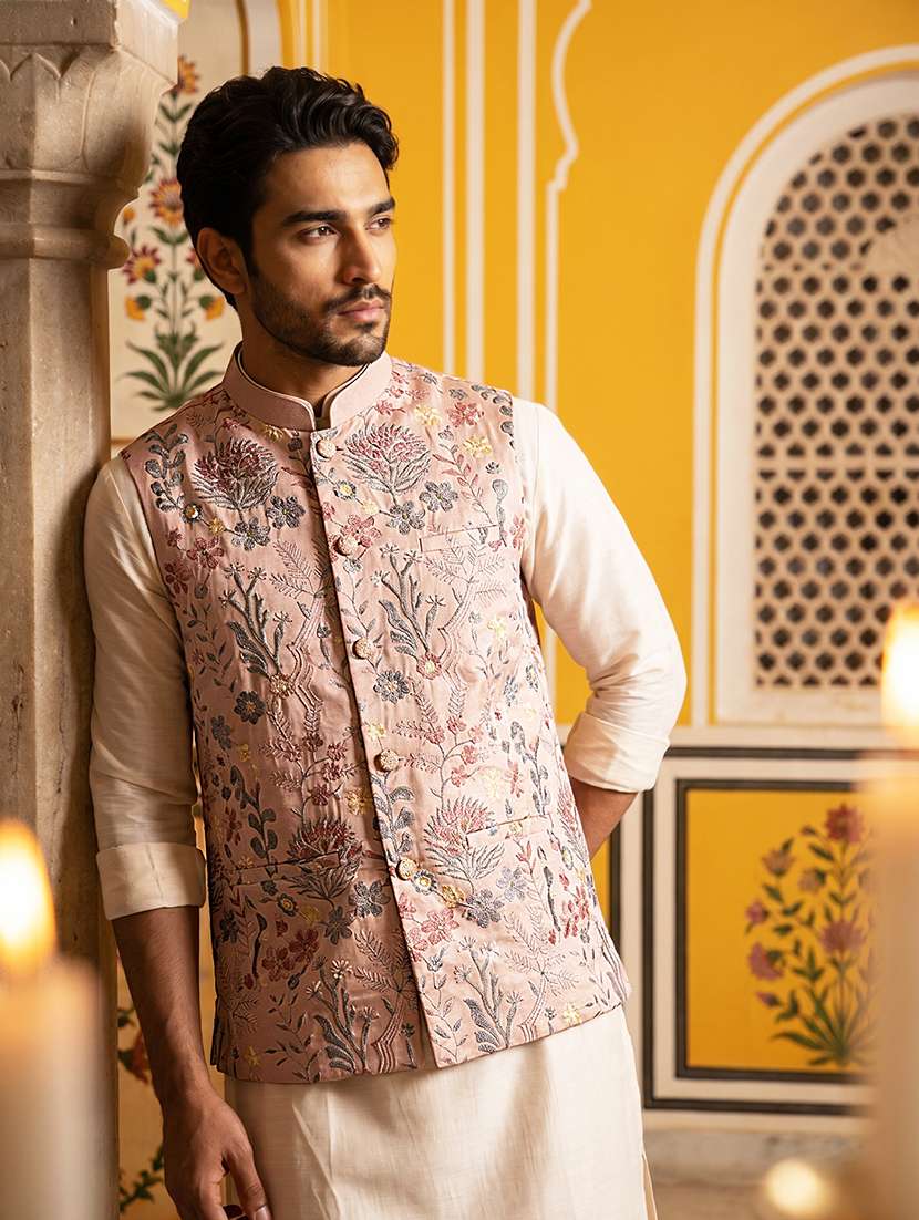 men embroidered mandarin neck nehru jacket - 22511306 -  Standard Image - 5