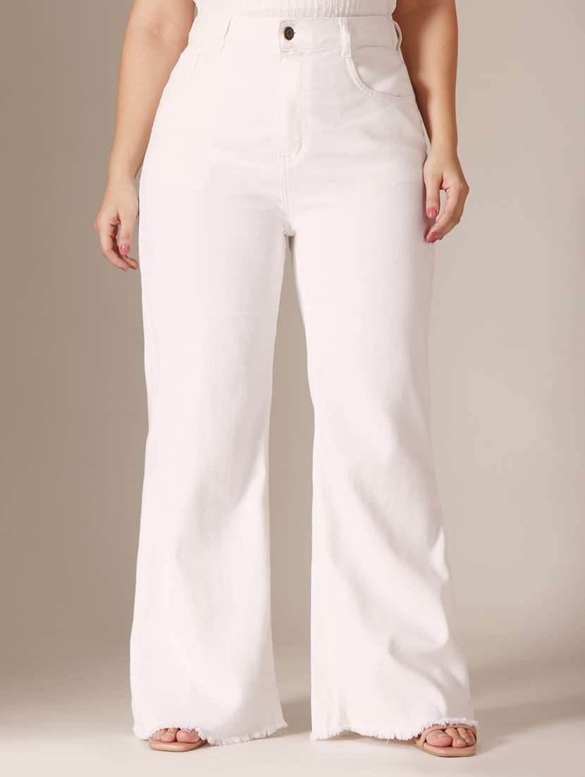 women solid high rise bootcut jeans