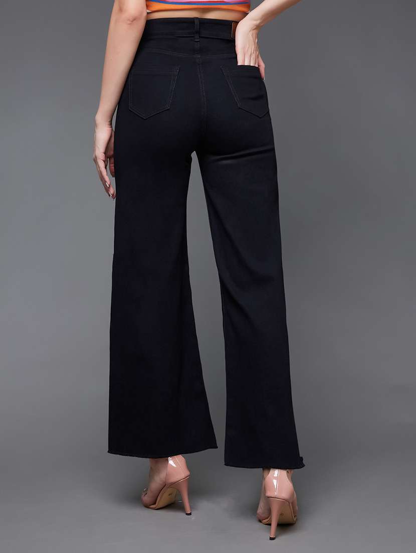 women solid high rise wide leg jeans - 22511355 -  Standard Image - 3