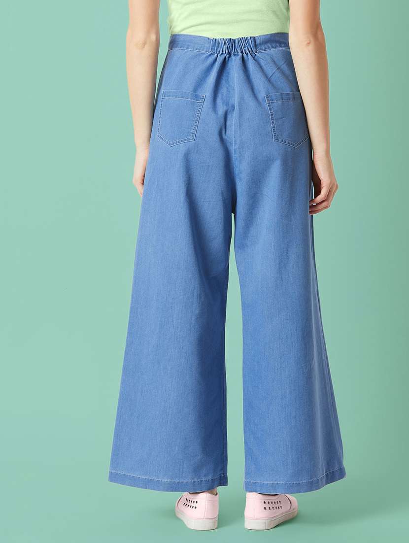 women solid high rise wide leg jeans - 22511359 -  Standard Image - 3