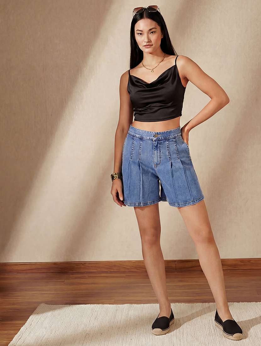 Women Washed High Rise Shorts - 22511378 -  Standard Image - 3