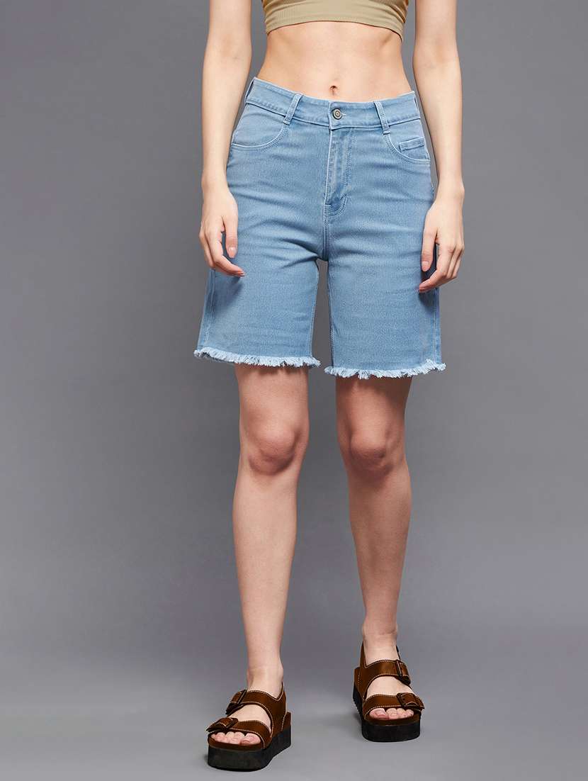 women solid high rise regular shorts
