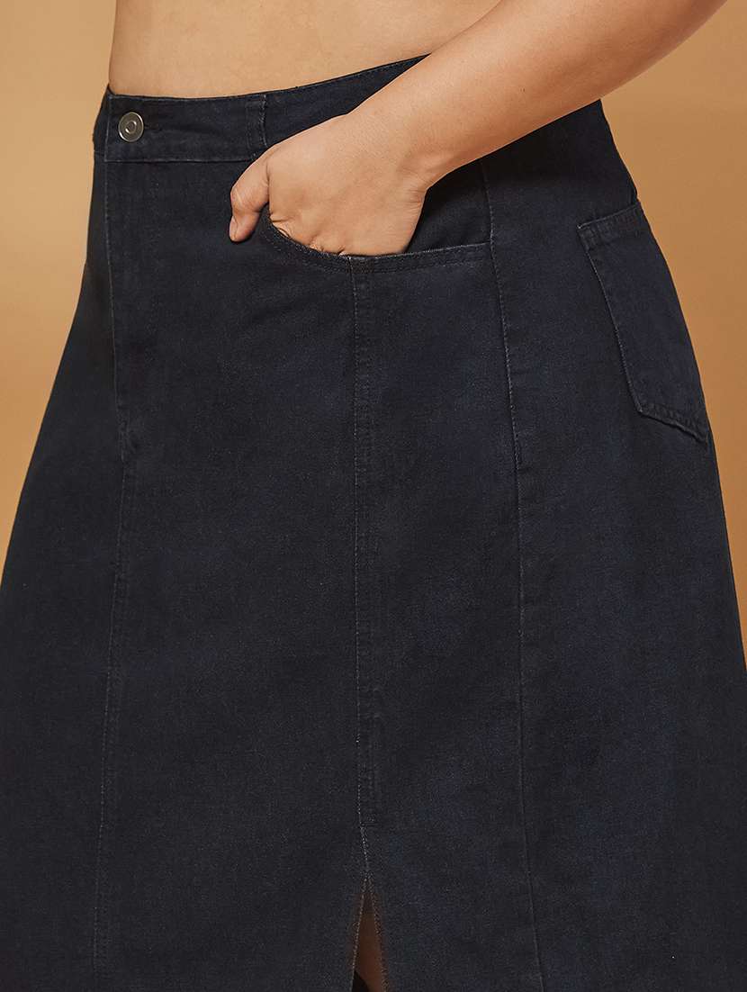 women solid high rise straight skirt - 22511391 -  Standard Image - 3