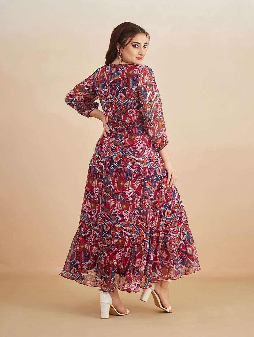 Women Printed Overlap Neck Wrap Dress - 22511470 -  Standard Image - 3