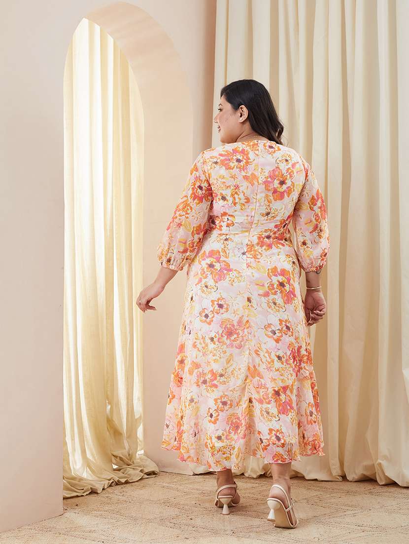 women printed overlap neck wrap dress - 22511480 -  Standard Image - 3