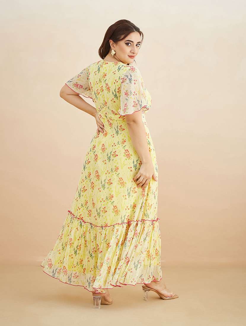 women printed v neck tiered dress - 22511502 -  Standard Image - 3
