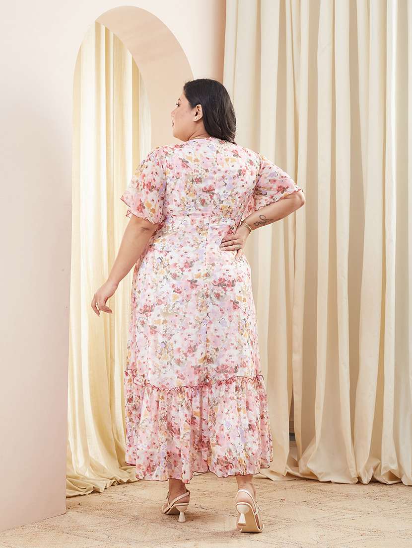 Women Printed Overlap Neck Maxi Tiered Dress - 22511504 -  Standard Image - 3