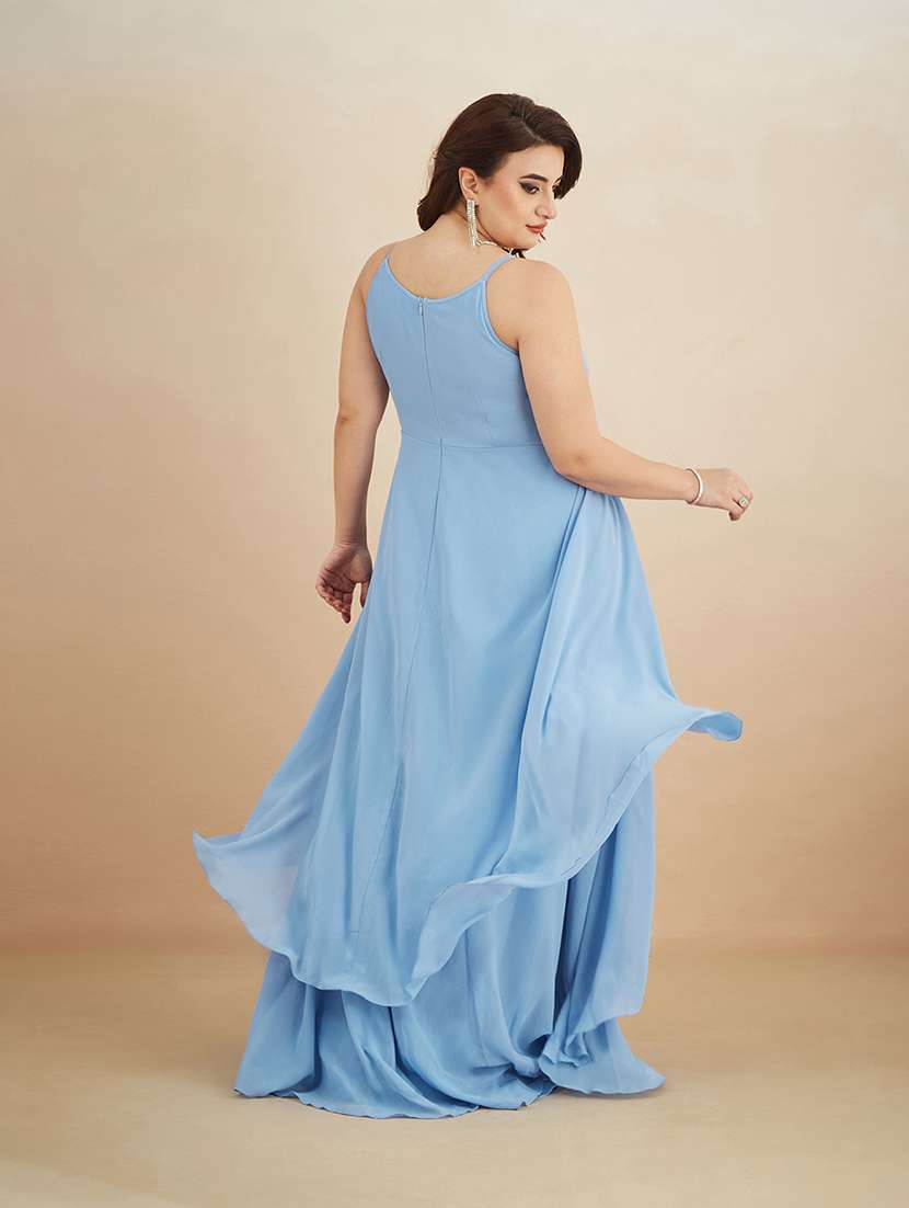 Women Sequined Halter Neck Layered Maxi Dress - 22511521 -  Standard Image - 3