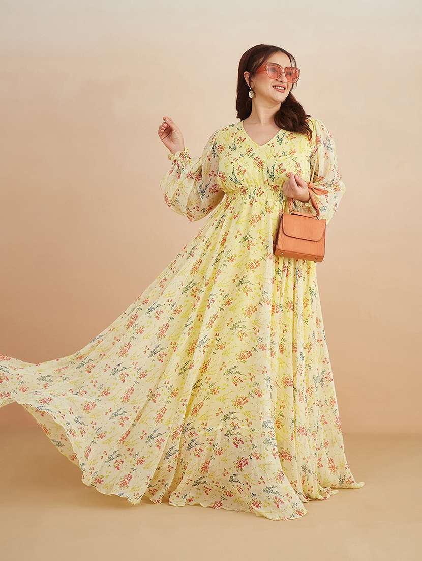 women printed v neck fit and flare dress