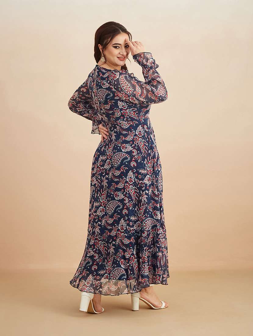 Women Printed Overlap Neck Wrap Dress - 22511529 -  Standard Image - 3