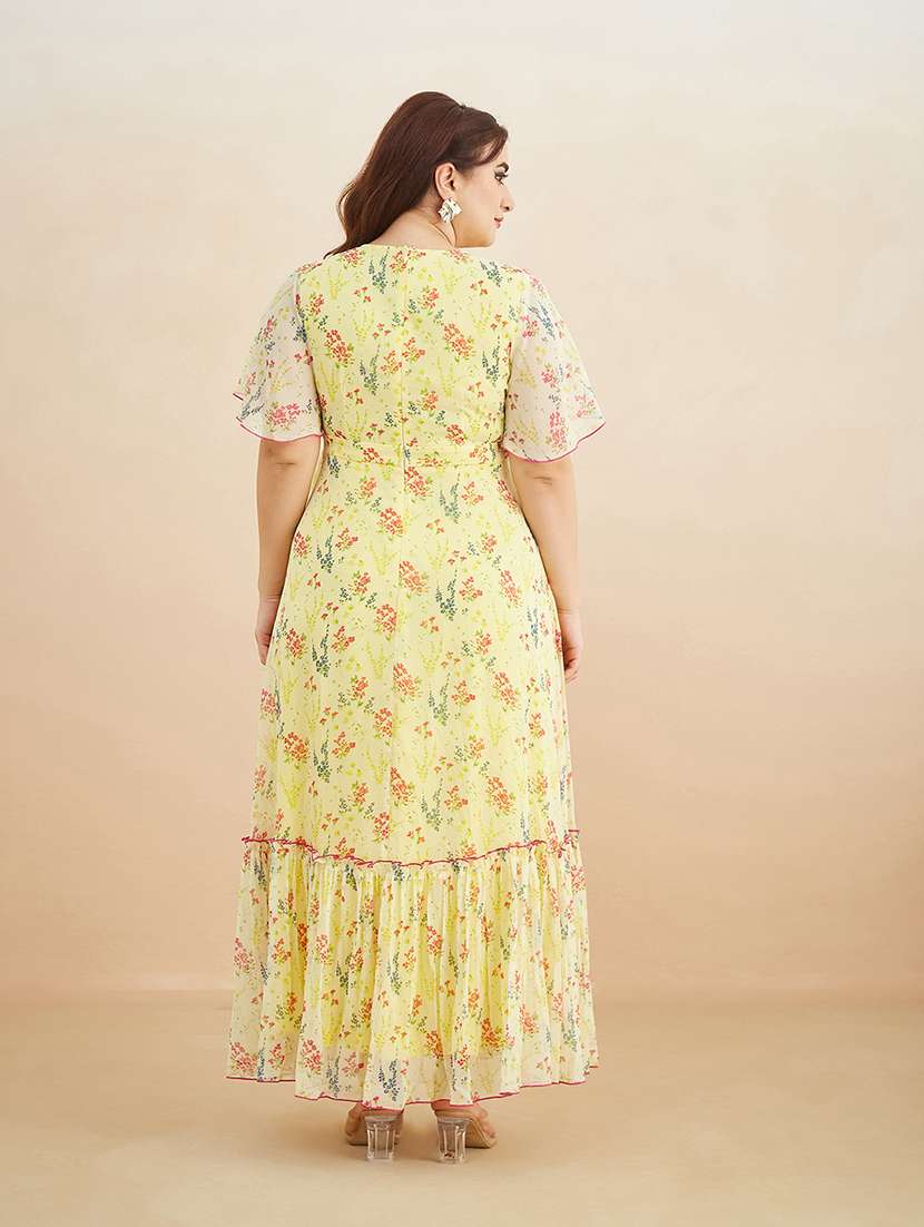 women printed v neck tiered dress - 22511531 -  Standard Image - 3