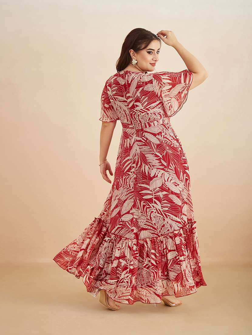 women printed v neck tiered dress - 22511533 -  Standard Image - 3