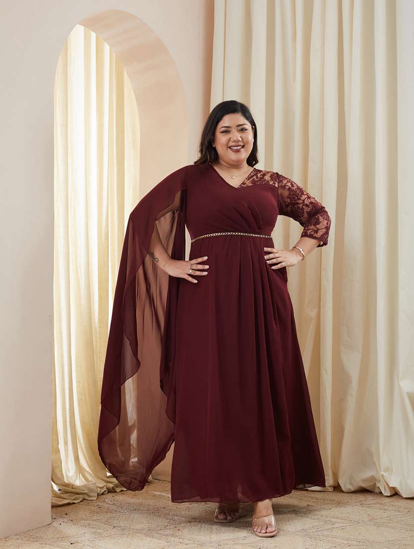 women self design overlap neck a-line dress